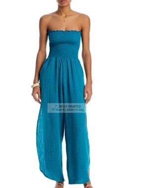 Peixoto Harriet  Strapless Jumpsuit Romper - Size Small - Teal Iris